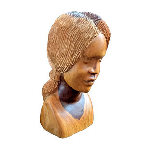 Ebony Female Sculpture Two Toned Hand Carved Ebony Wood Bicolor Ebony 4.5" Tall